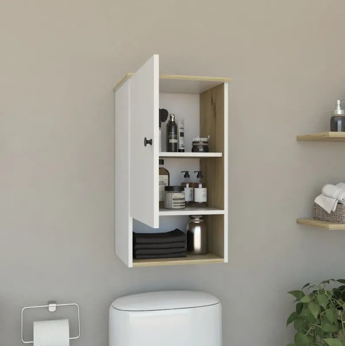 Medicine Cabinet Porto, Bathroom, Light Oak / White