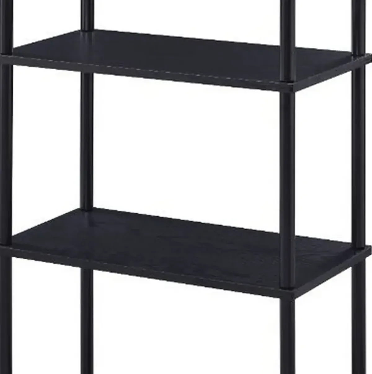 Bookshelf with Black Metal Frame, Black-Benzara