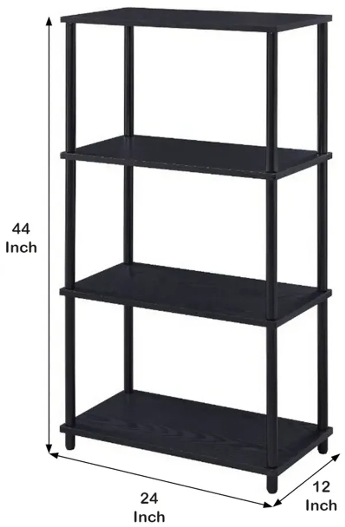 Bookshelf with Black Metal Frame, Black-Benzara