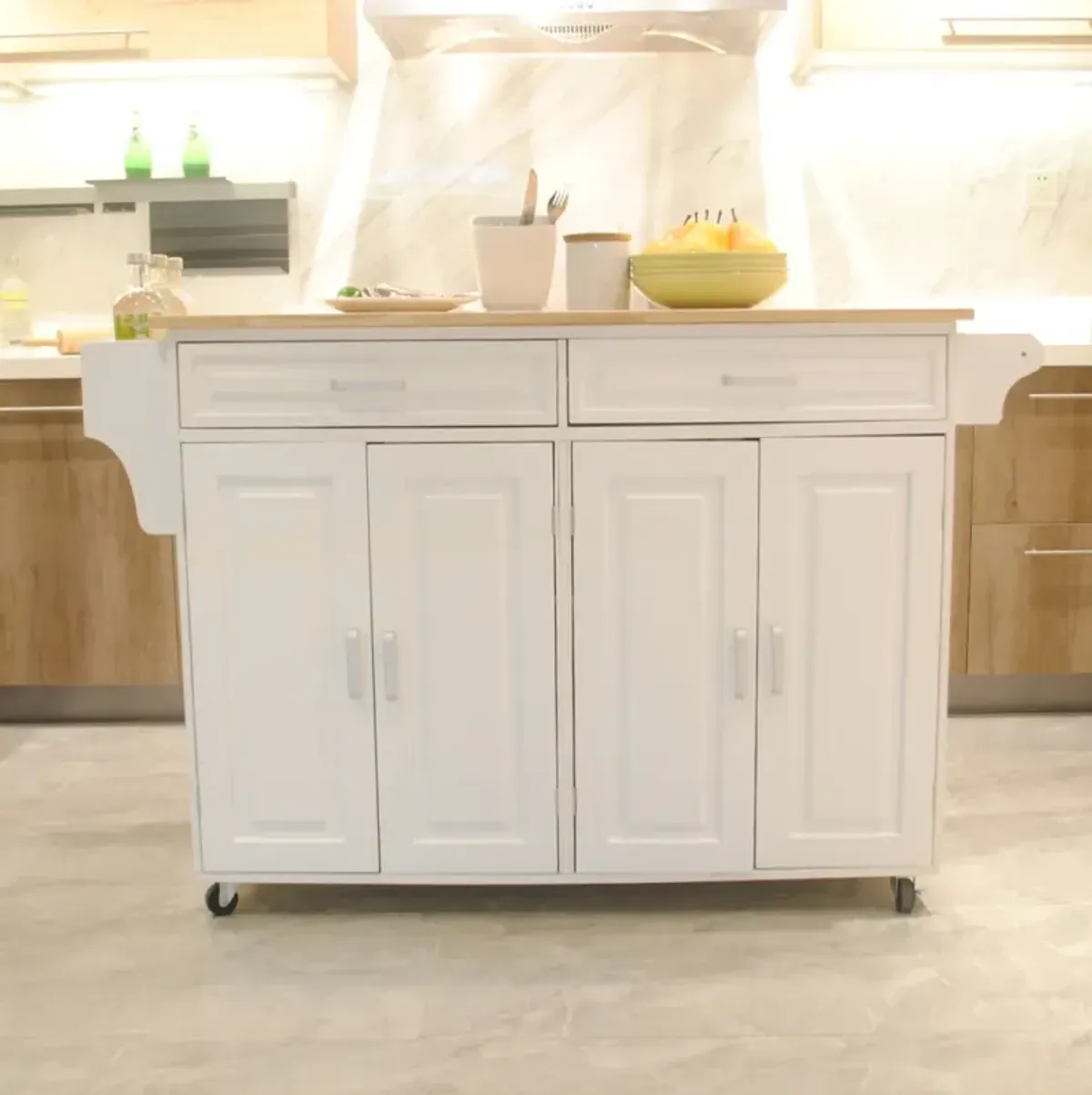 Mobile Kitchen Island with Luxury Design