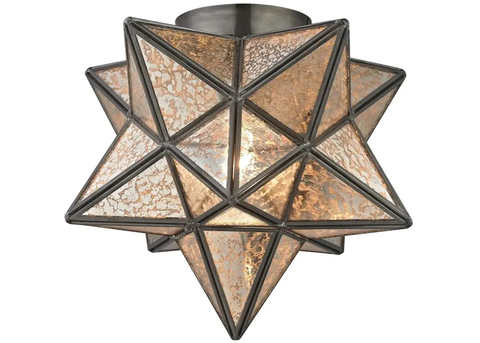 12" Bronze and Antique Silver 1-Light Geometric Flush Mount Ceiling Light