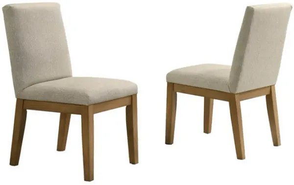 Yuvi 23 Inch Dining Chair Set of 2, Cushioned Seats, Beige Upholstery - Benzara