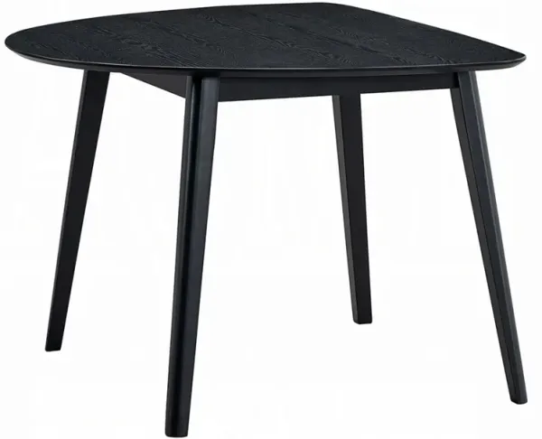Rory Dining Table, 43 Inch Half Moon Top, Scandinavian Black Wood