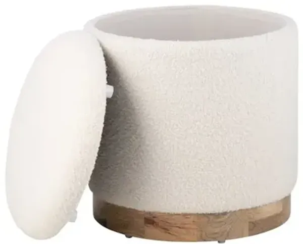 Carolina Chair & Table Handwoven Notus Ecru Boucle Storage Ottoman