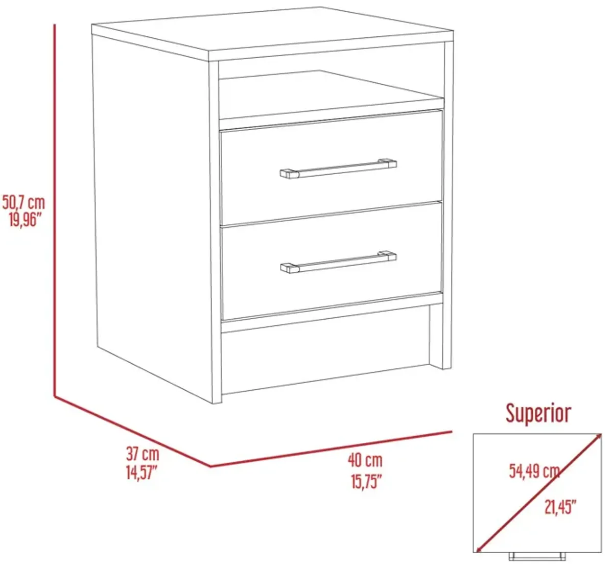 Rowley 2-Drawer 1-Shelf Rectangle Nightstand And Light Oak