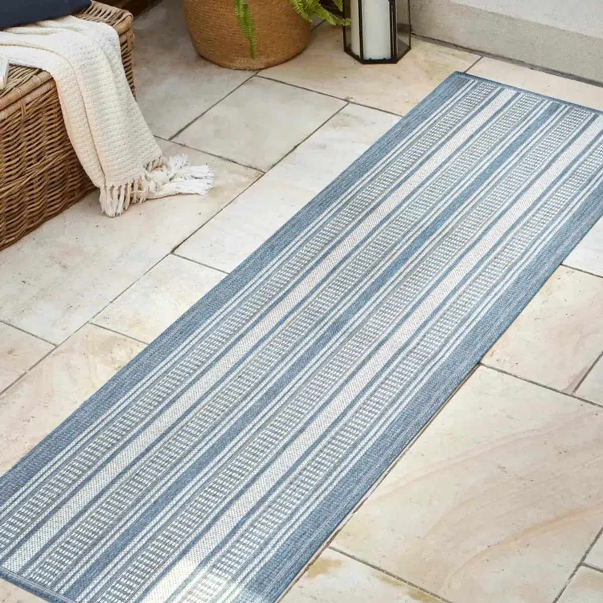 Haynes Modern Double Stripe Indoor/Outdoor Area Rug