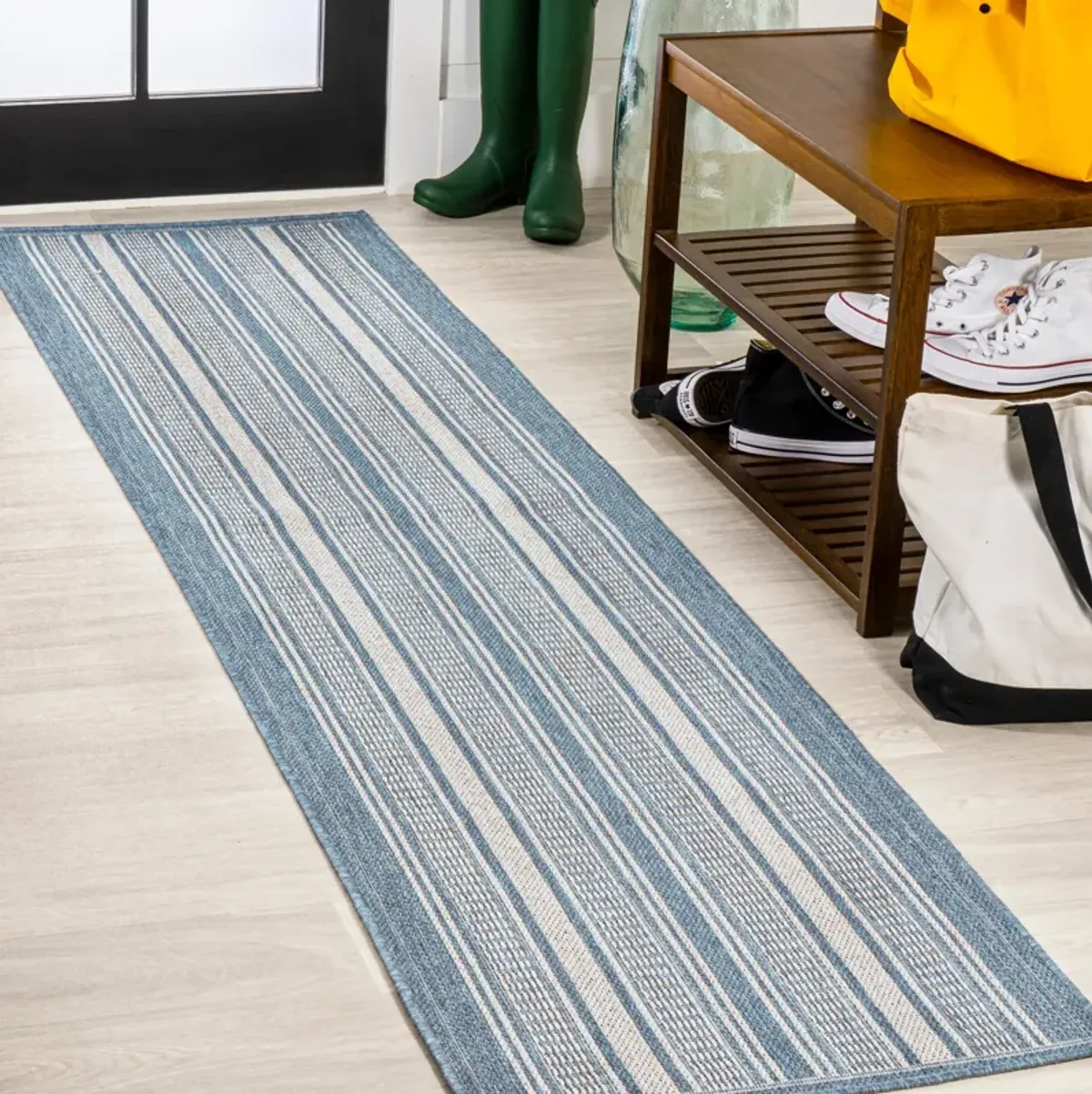 Haynes Modern Double Stripe Indoor/Outdoor Area Rug