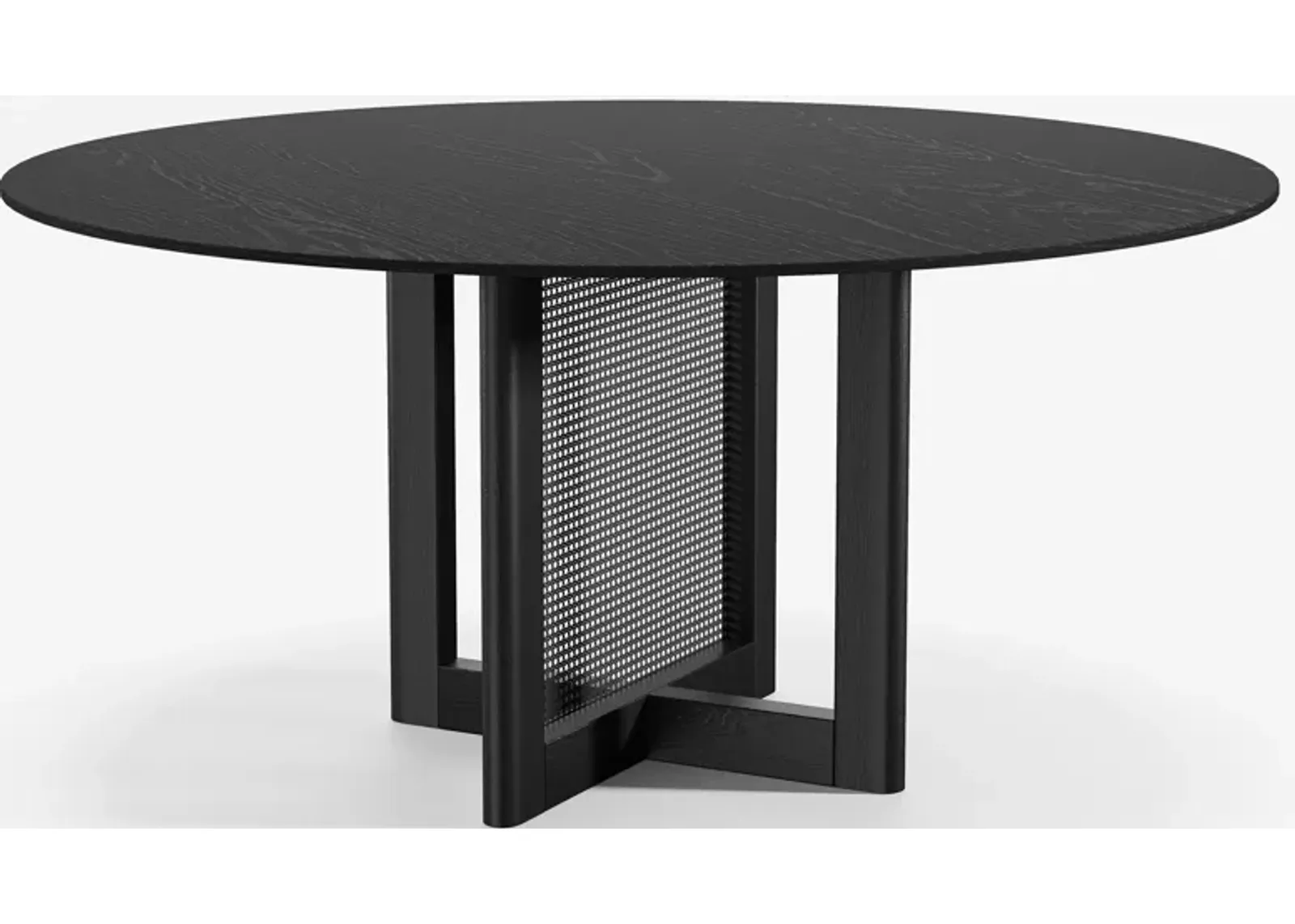 60 Cinna Modern Black Oak Wood Round Dining Table （Seats 8）