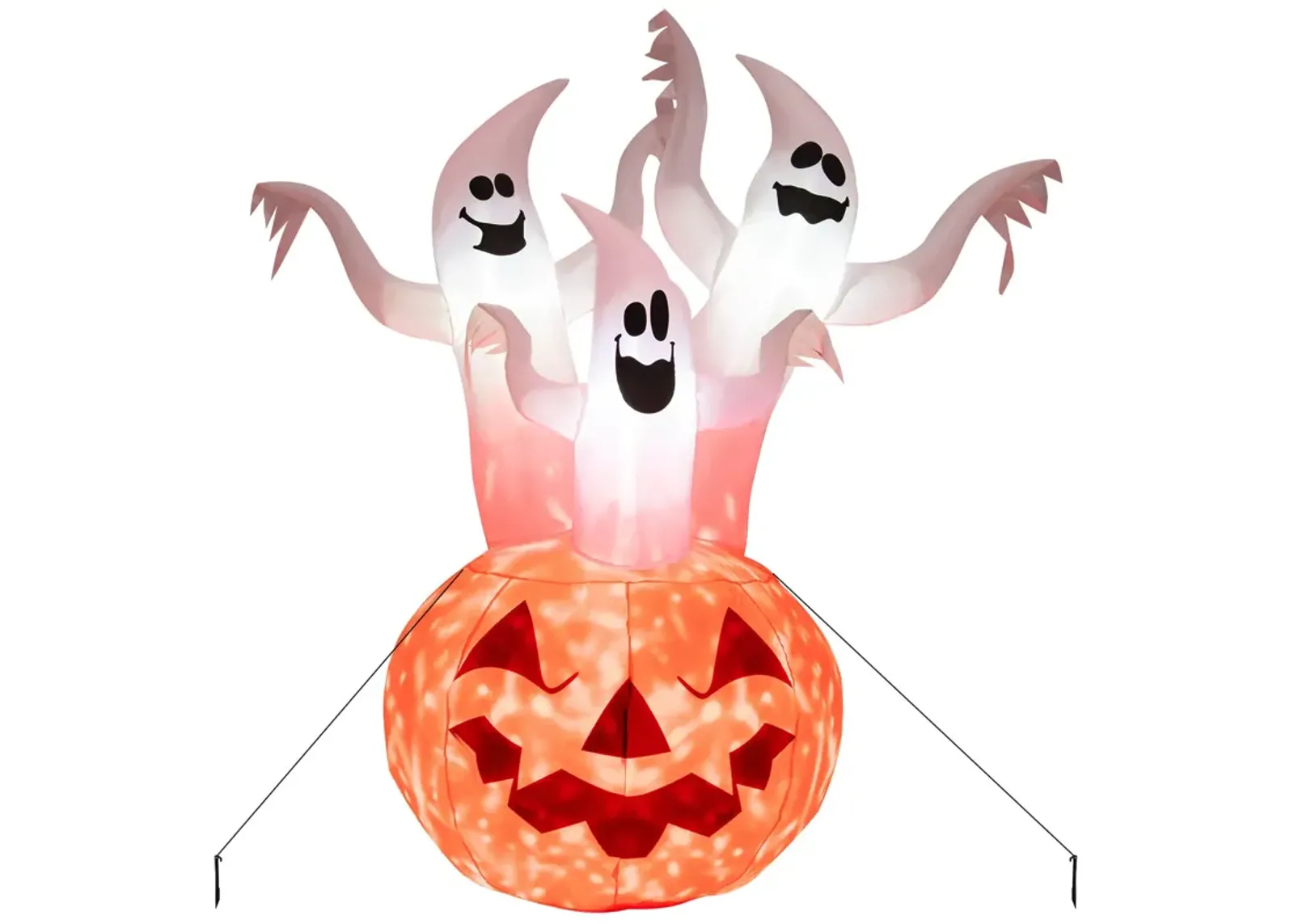 6 Feet Inflatable Halloween Ghosts with Pumpkin Decor and Rotating Lamp