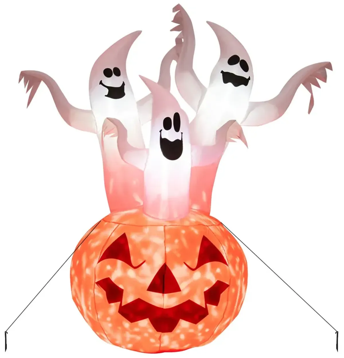 6 Feet Inflatable Halloween Ghosts with Pumpkin Decor and Rotating Lamp