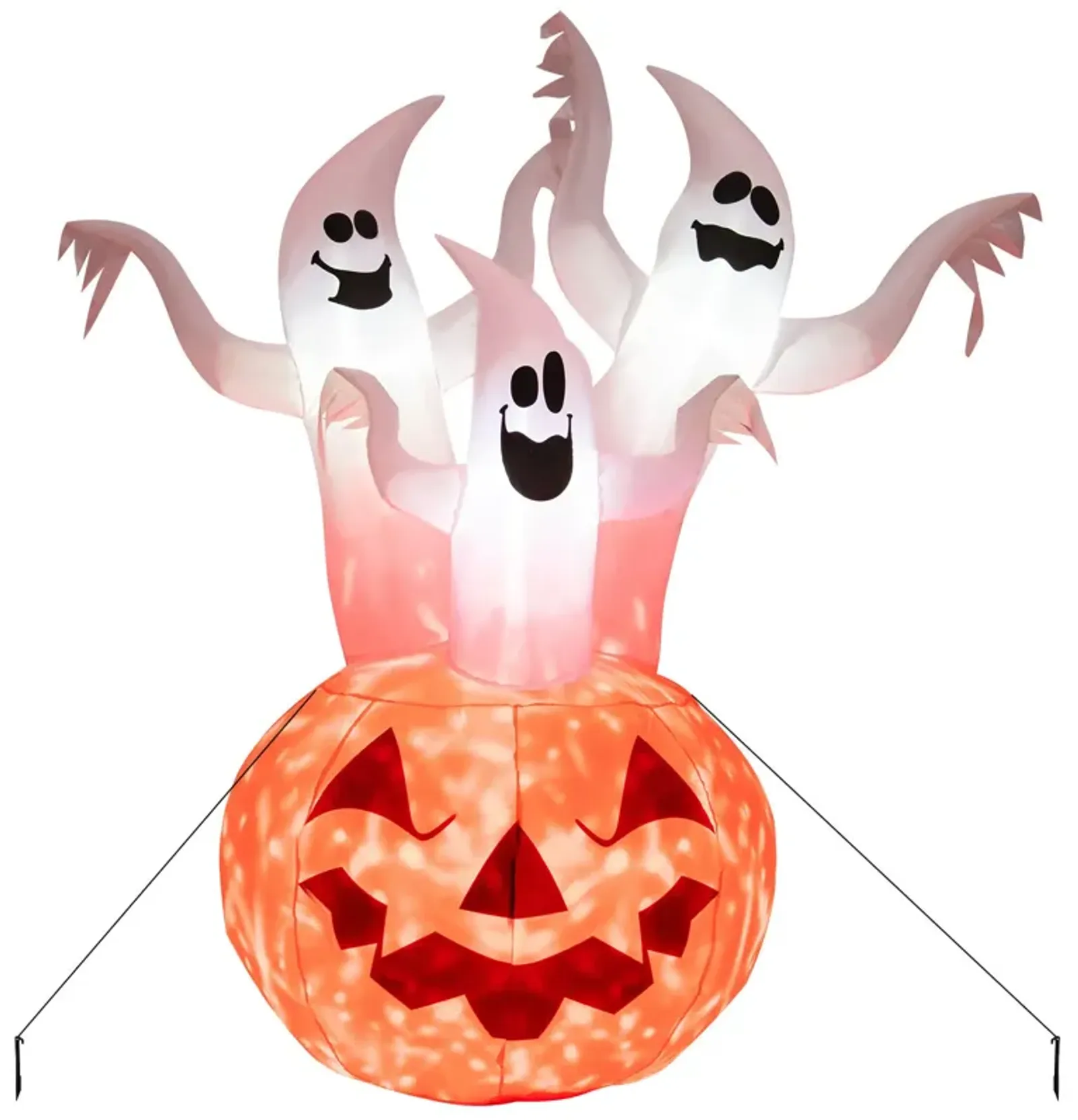 6 Feet Inflatable Halloween Ghosts with Pumpkin Decor and Rotating Lamp