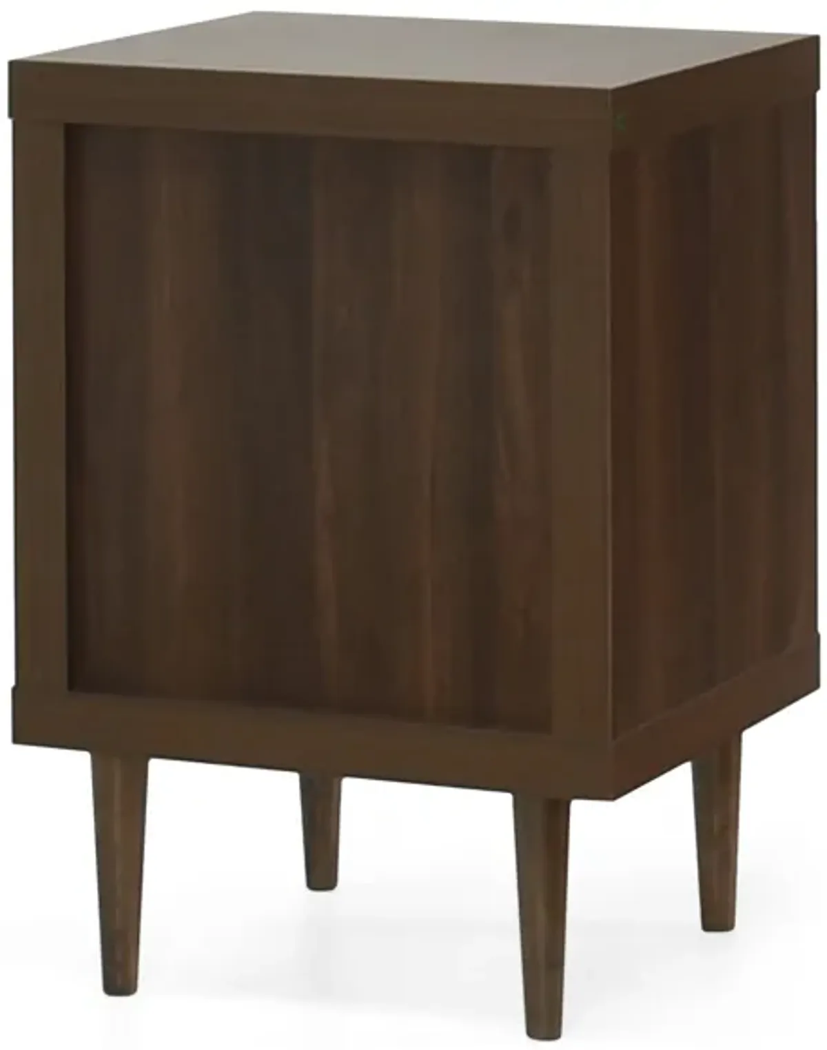 Minie Nightstand with 1 Drawer, Shelf, Rubberwood Legs, Walnut Brown - Benzara