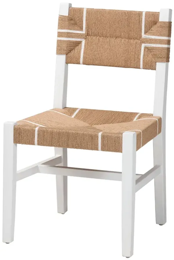 bali & pari Talli Bohemian Paper Loom and White Mahogany Wood Dining Chair