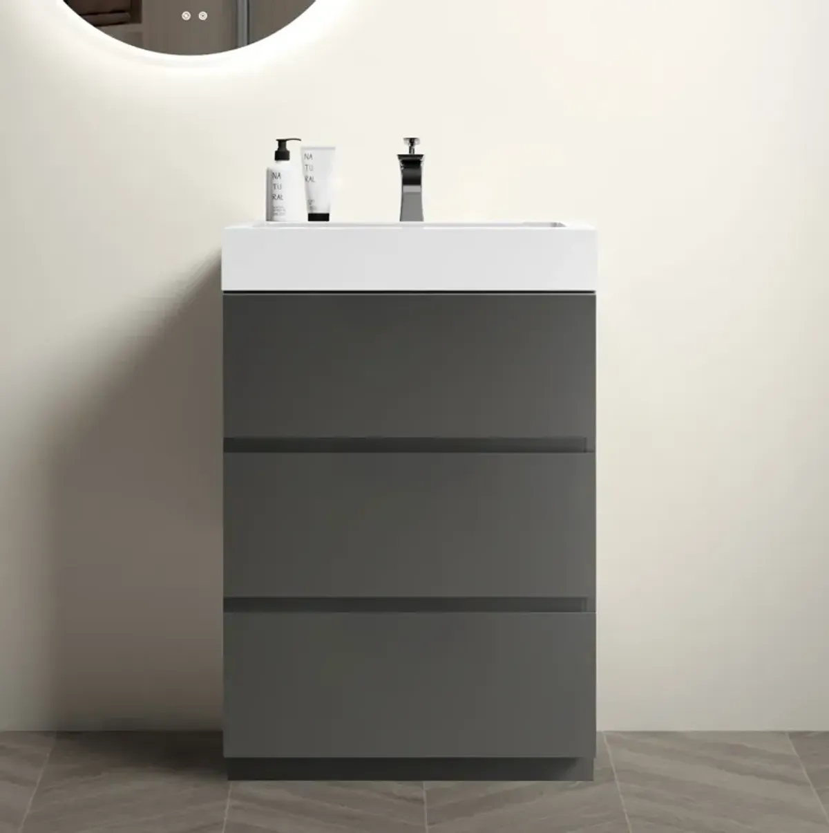 24" Gray Bathroom Vanity with Sink