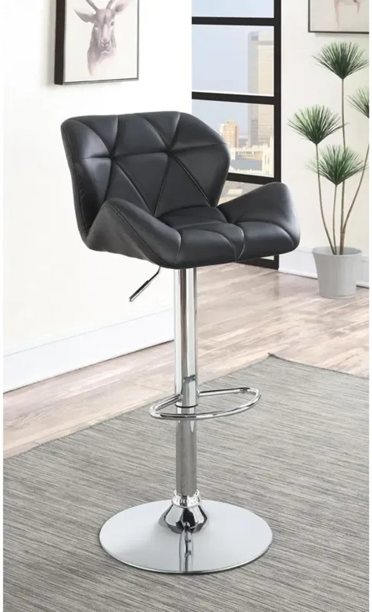 Berrington Adjustable Bar Stools Chrome and Black (Set of 2)