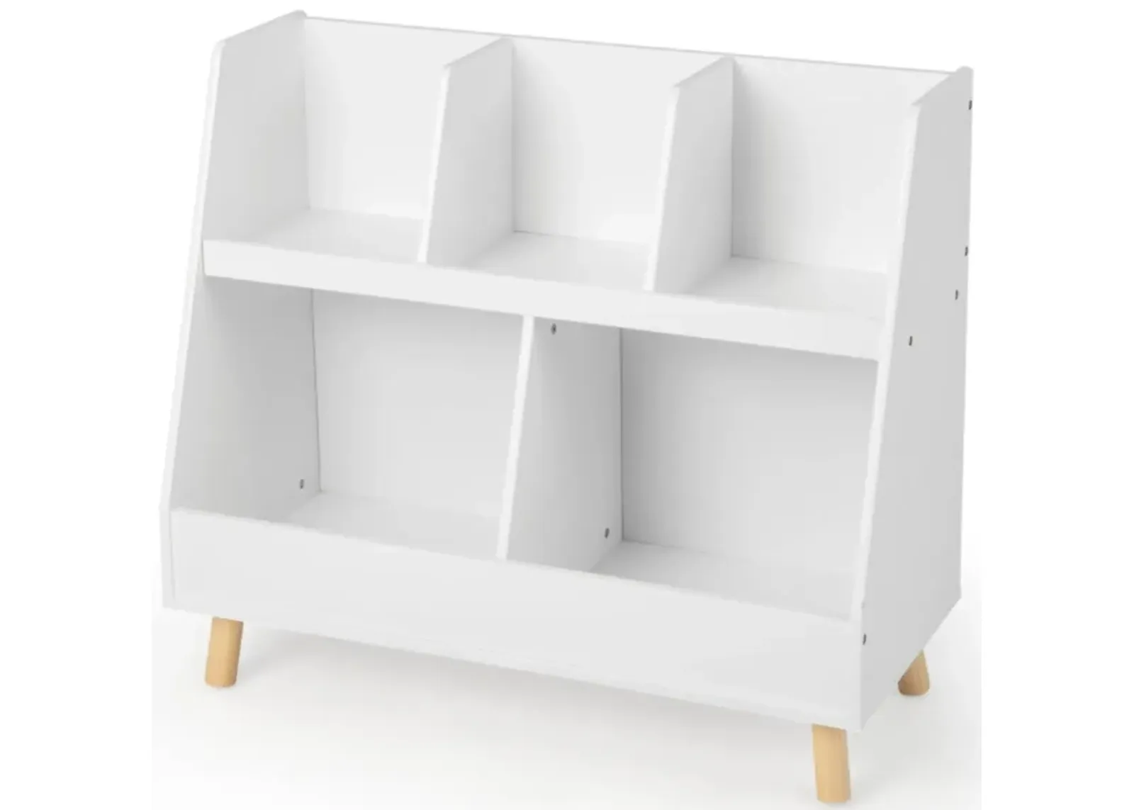 Hivvago 5-Cube Kids Bookshelf and Toy Organizer with Anti-Tipping Kits-White