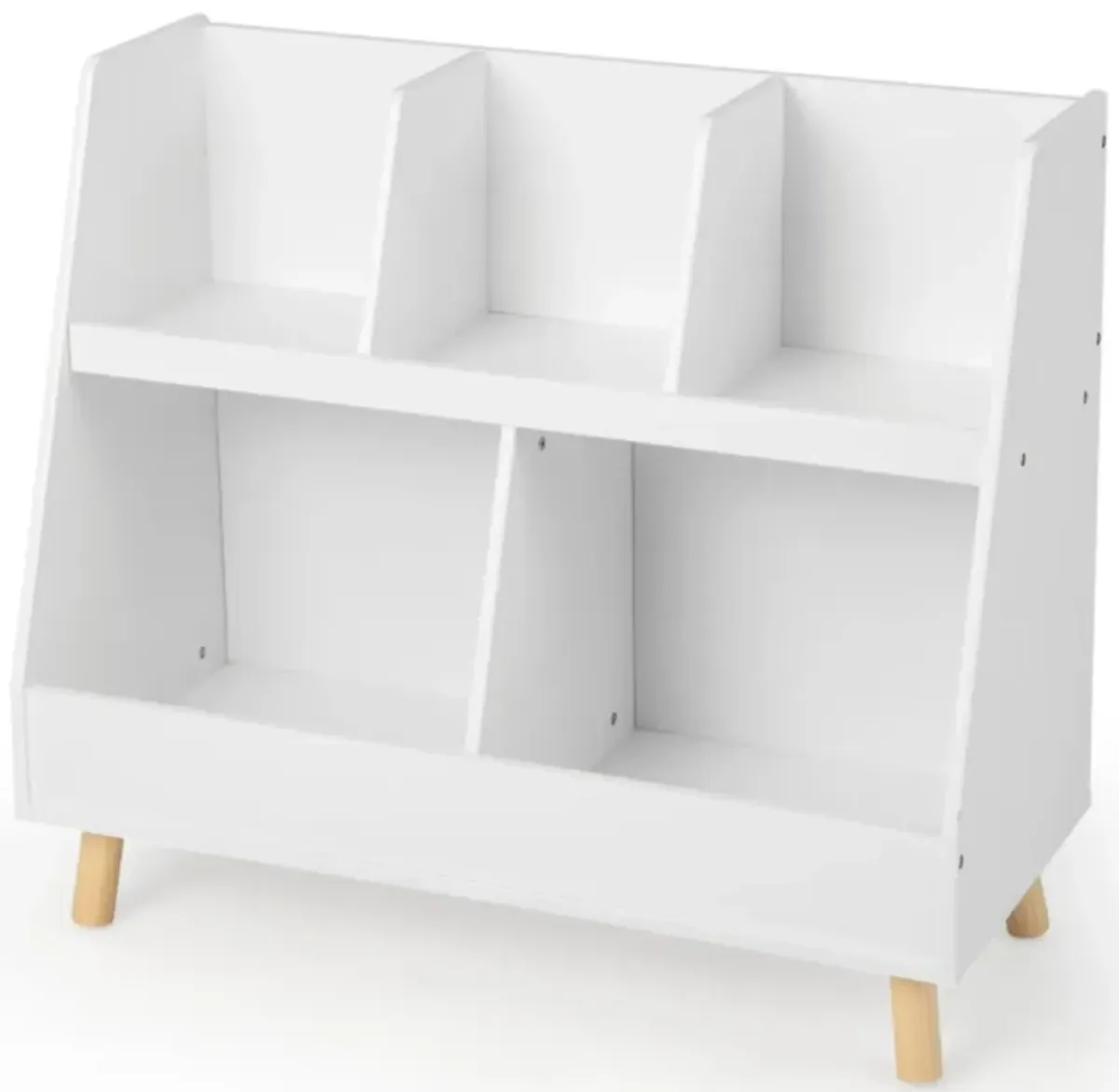 Hivvago 5-Cube Kids Bookshelf and Toy Organizer with Anti-Tipping Kits-White