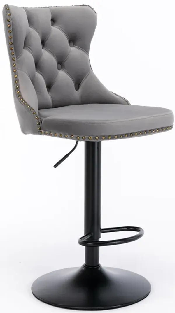 Hivvago Set of 2 Modern Upholstered Tufted Velvet Armless Bar Stools with Back Rest