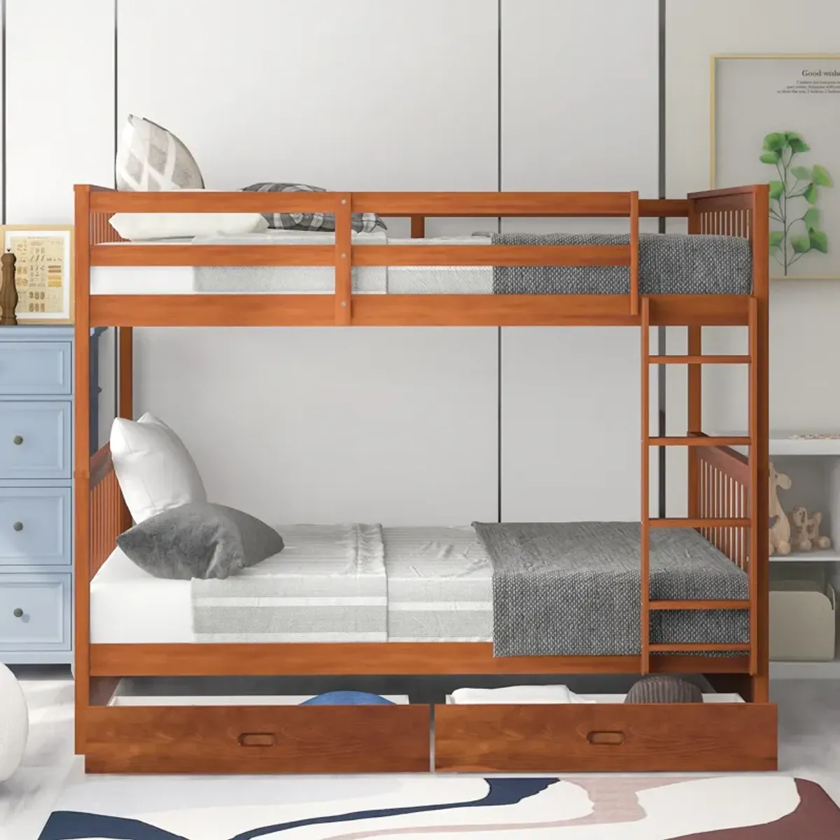 Merax Bunk Bed with Ladders and Two Storage Drawers