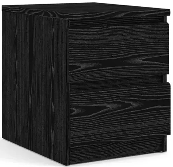 Furnifact Black 2 Drawer Nightstand - Bedroom Bedside Drawer Storage Furniture