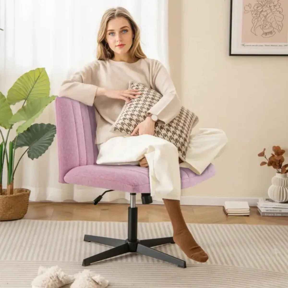 Rocking Criss Cross Legged Chair with Adjustable Height and No Wheels