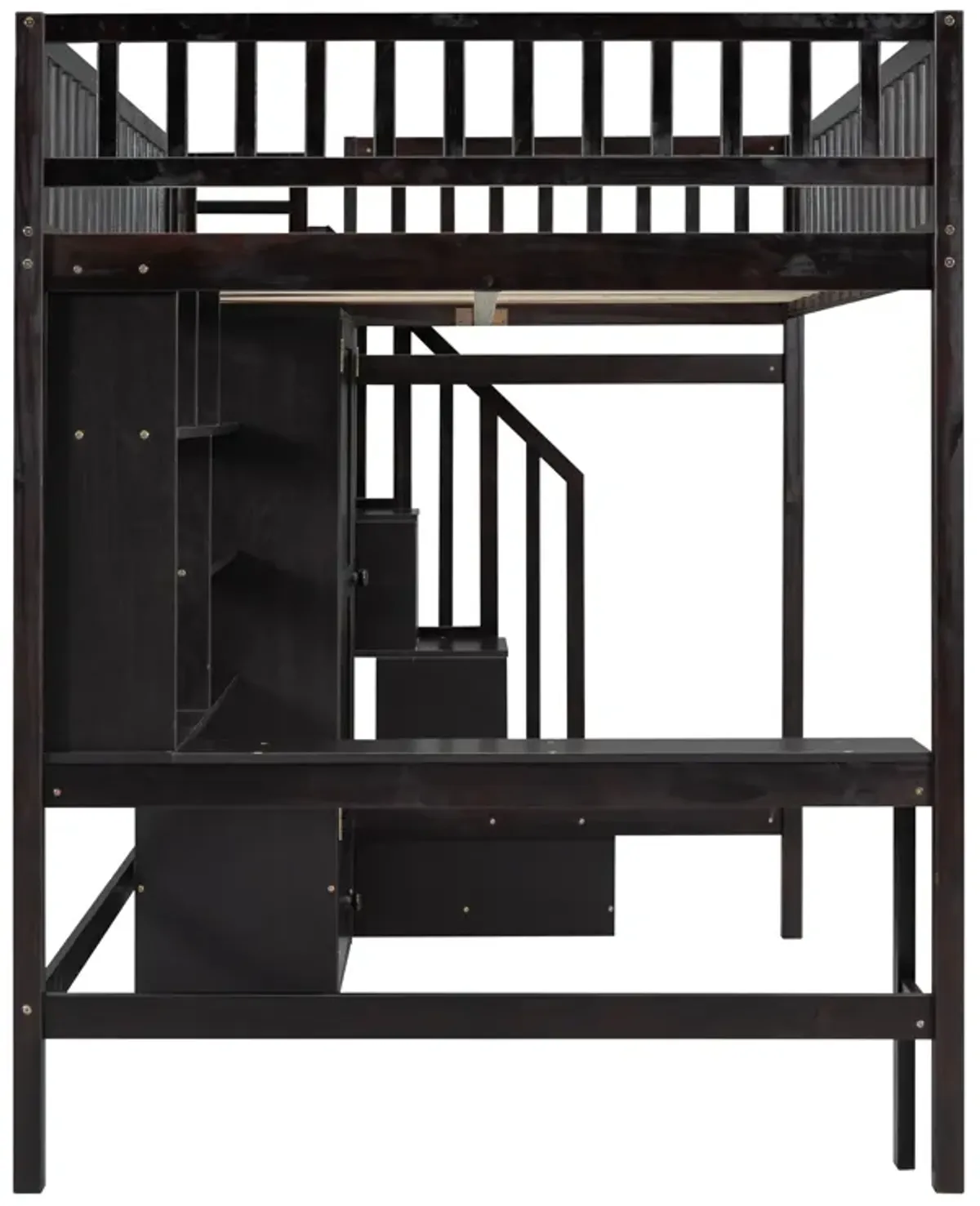 Merax Loft Bed with Desk and Wardrobe