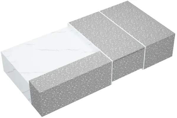 63 in. W Rectangle Gray Marble Finish Wood Coffee Table Side Table with 4-Drawers