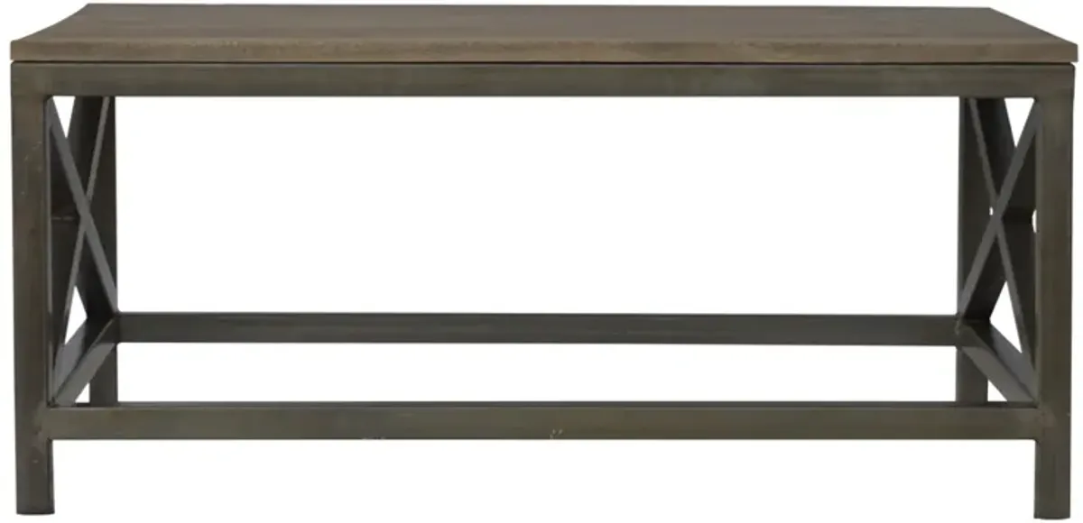 Industrial Coffee Table with Criss Cross Metal Design