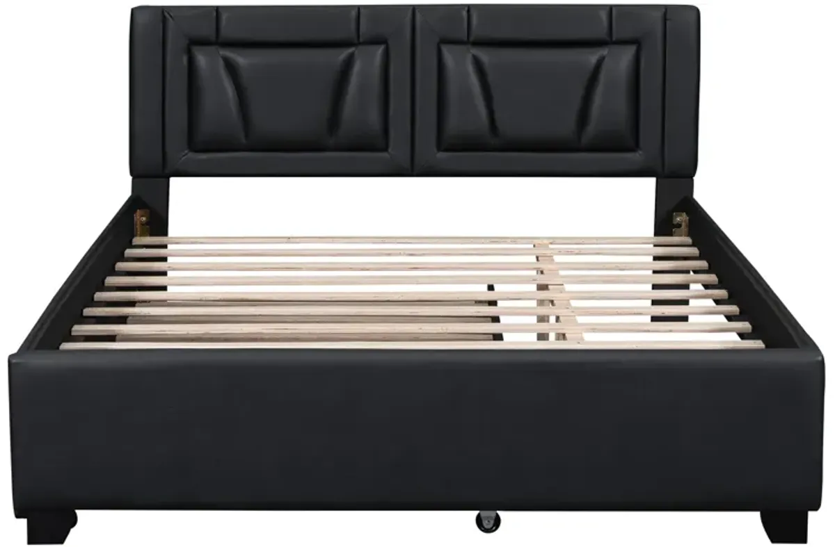 Merax PU Upholstered Platform Bed with Trundle