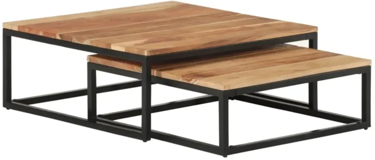 vidaXL Nesting Coffee Tables 2 pcs Solid Acacia Wood