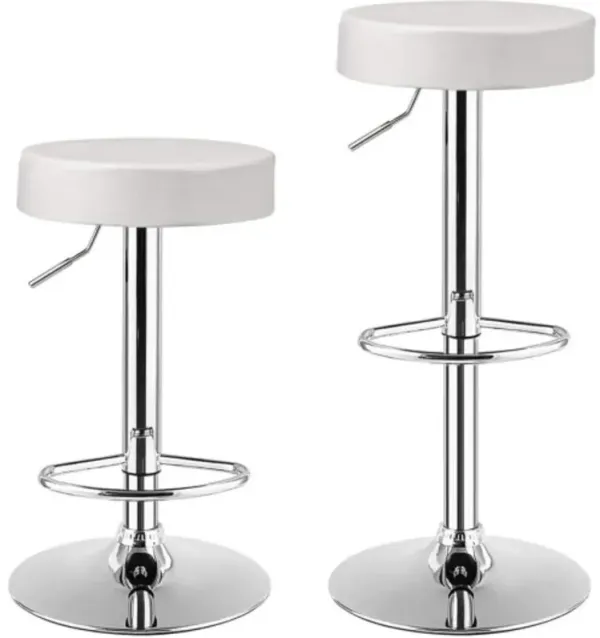 Set of 2 Adjustable Swivel Round Bar Stool  Pub Chairs