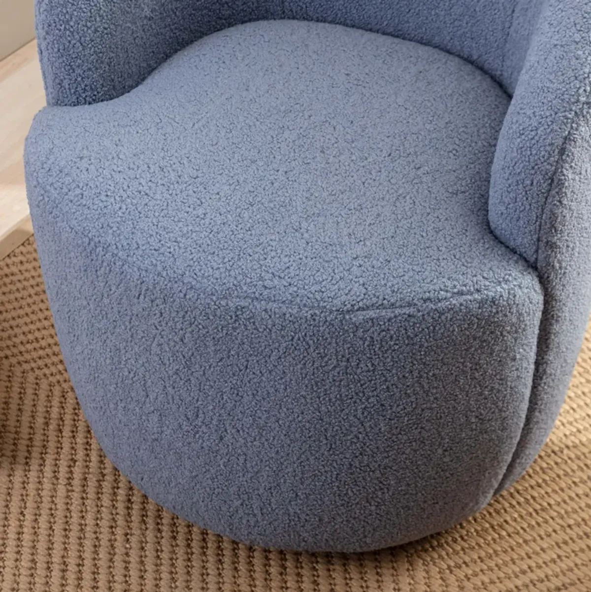 Hivvago Teddy Fabric Swivel Accent Armchair Barrel Chair With Metal Ring