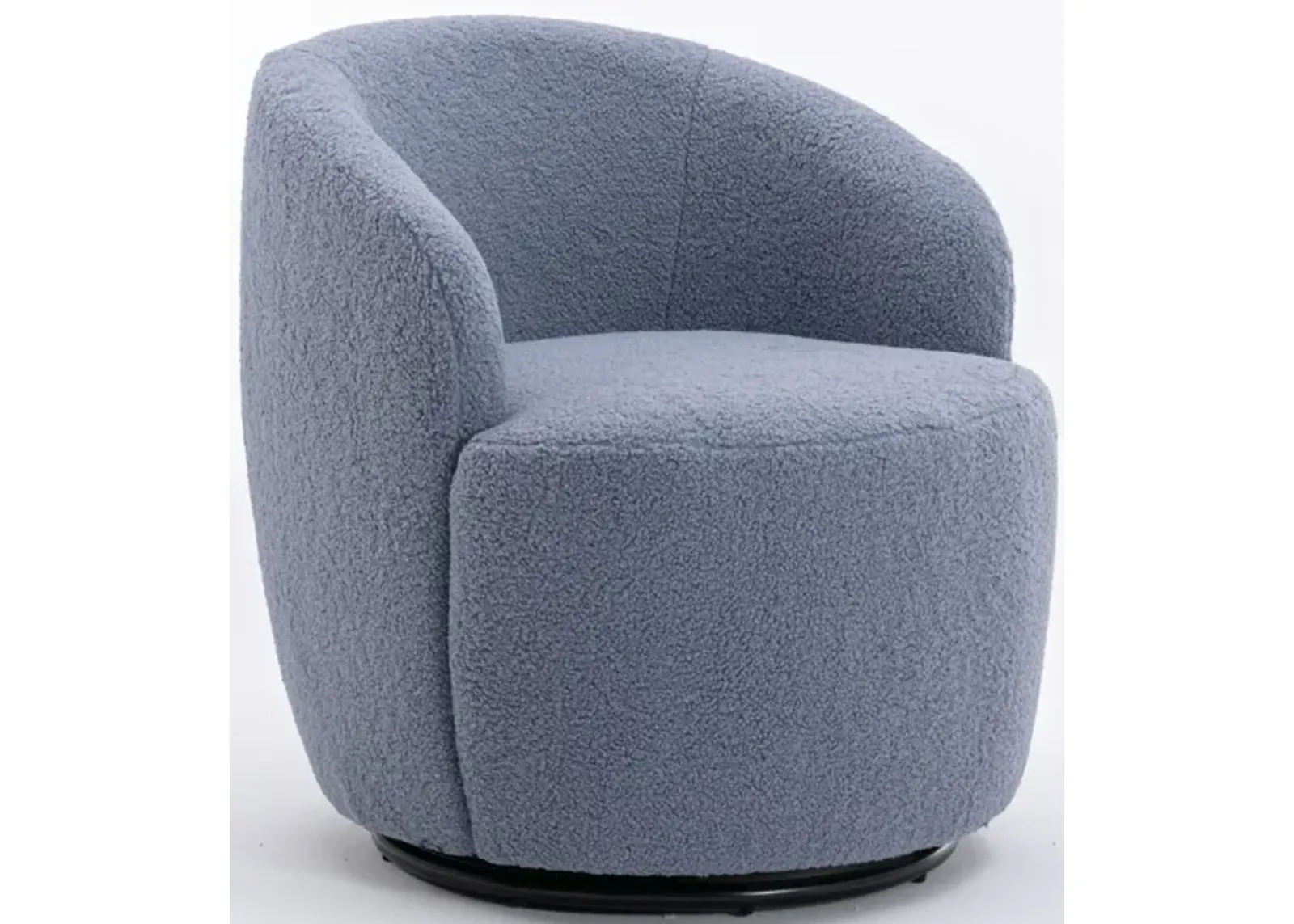 Hivvago Teddy Fabric Swivel Accent Armchair Barrel Chair With Metal Ring