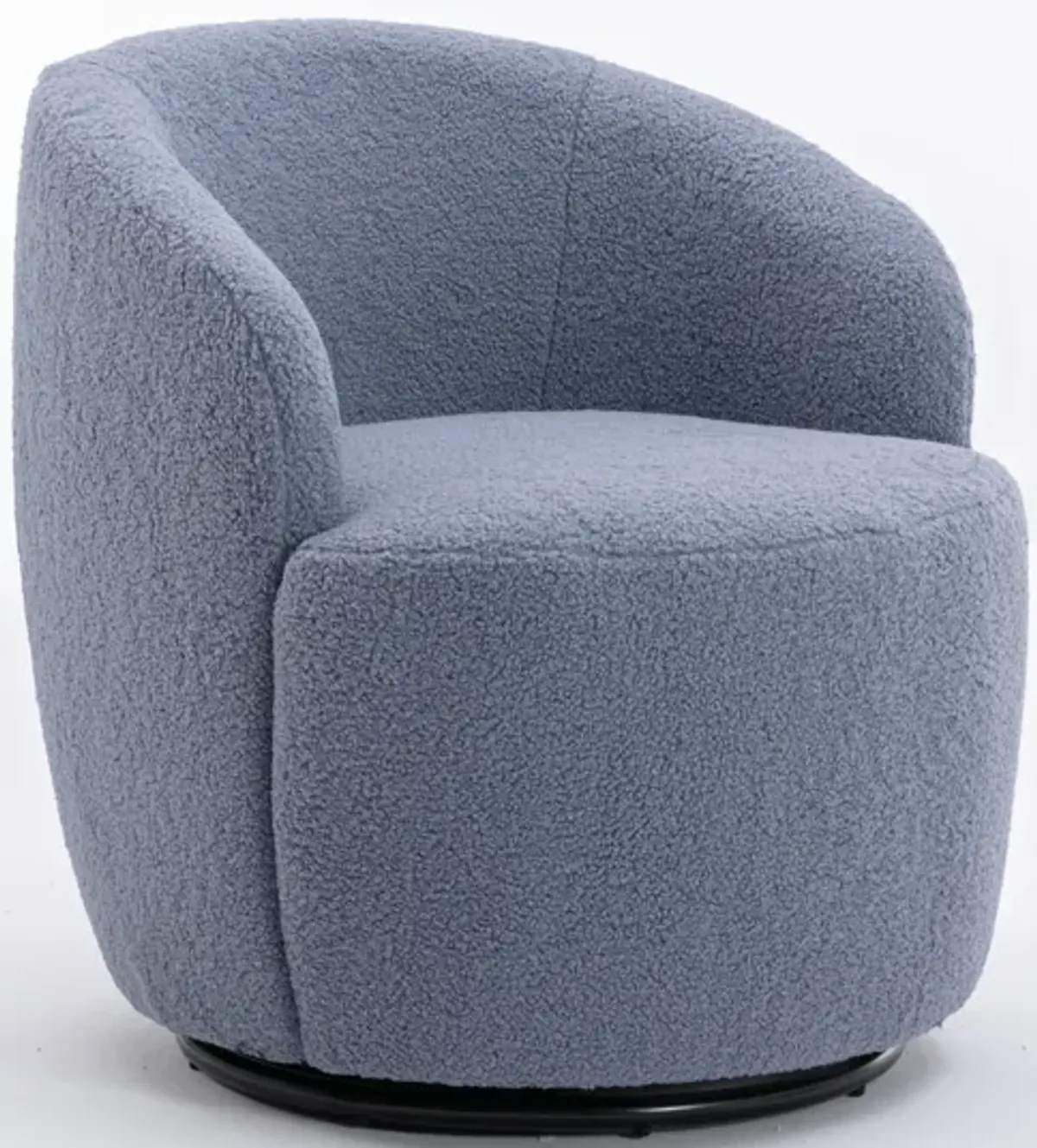 Hivvago Teddy Fabric Swivel Accent Armchair Barrel Chair With Metal Ring