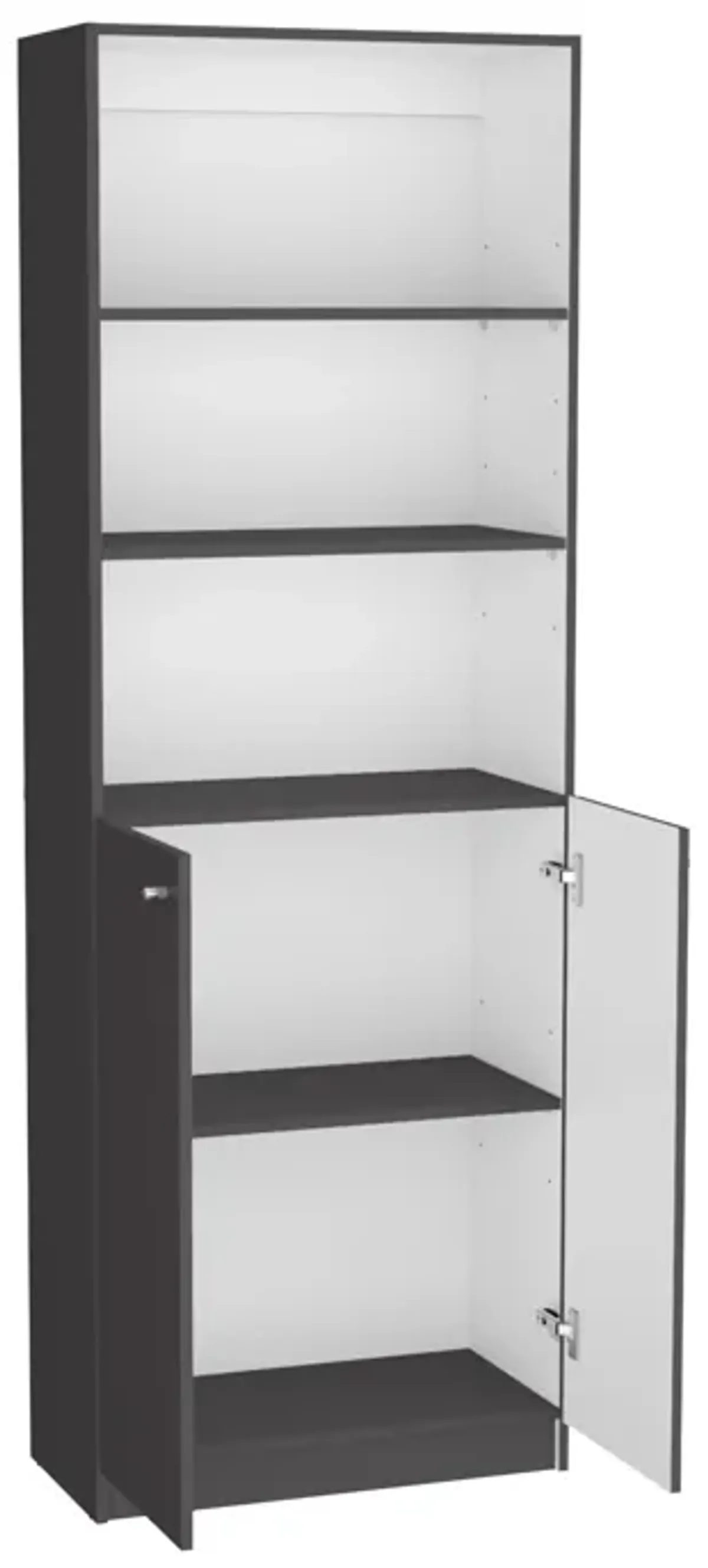 Bookcase Dual-Door Benzoni, Office, Matt Gray / White