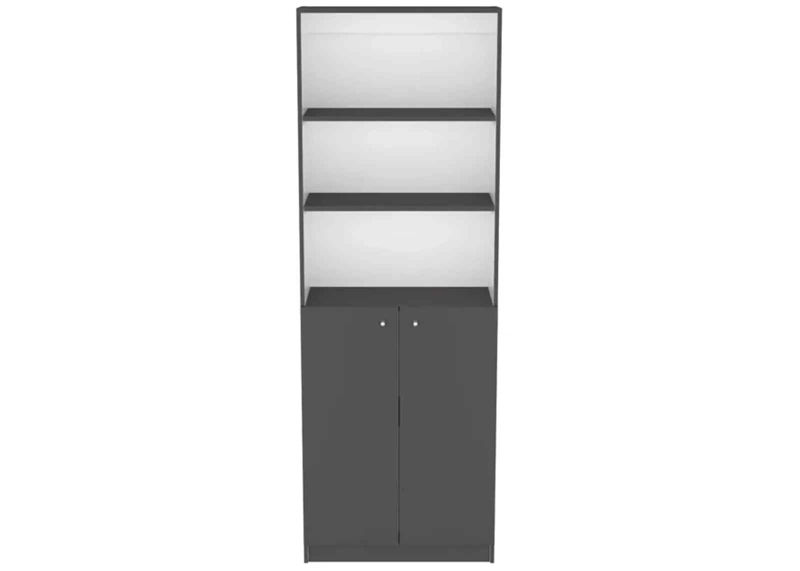 Bookcase Dual-Door Benzoni, Office, Matt Gray / White