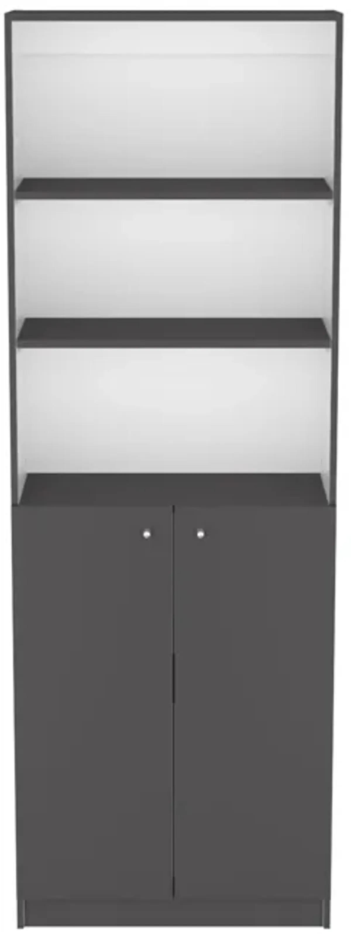 Bookcase Dual-Door Benzoni, Office, Matt Gray / White