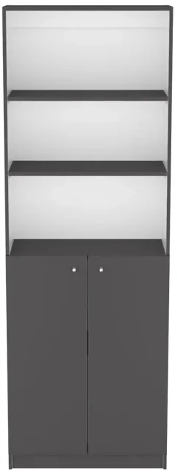 Bookcase Dual-Door Benzoni, Office, Matt Gray / White