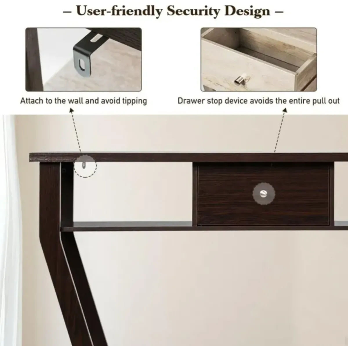 Hivvago Console Hall Table with Storage Drawer and Shelf