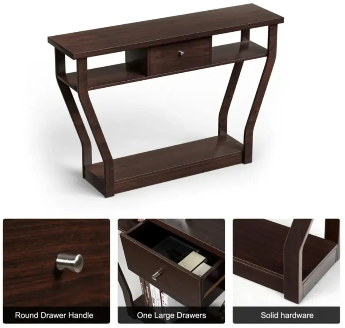 Hivvago Console Hall Table with Storage Drawer and Shelf