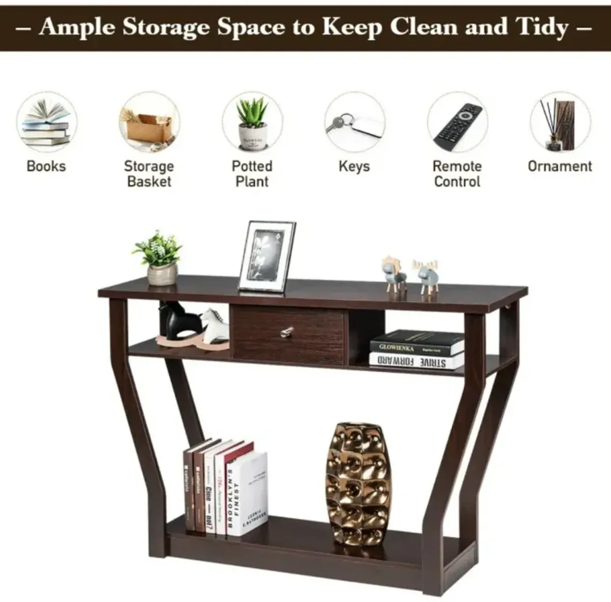 Hivvago Console Hall Table with Storage Drawer and Shelf