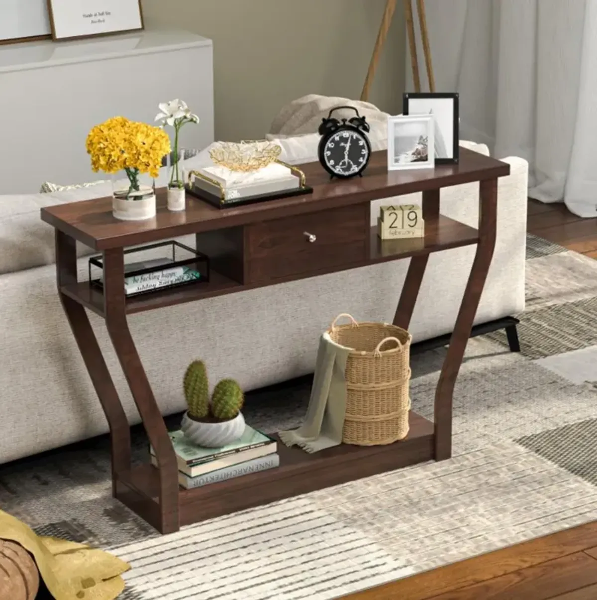 Hivvago Console Hall Table with Storage Drawer and Shelf