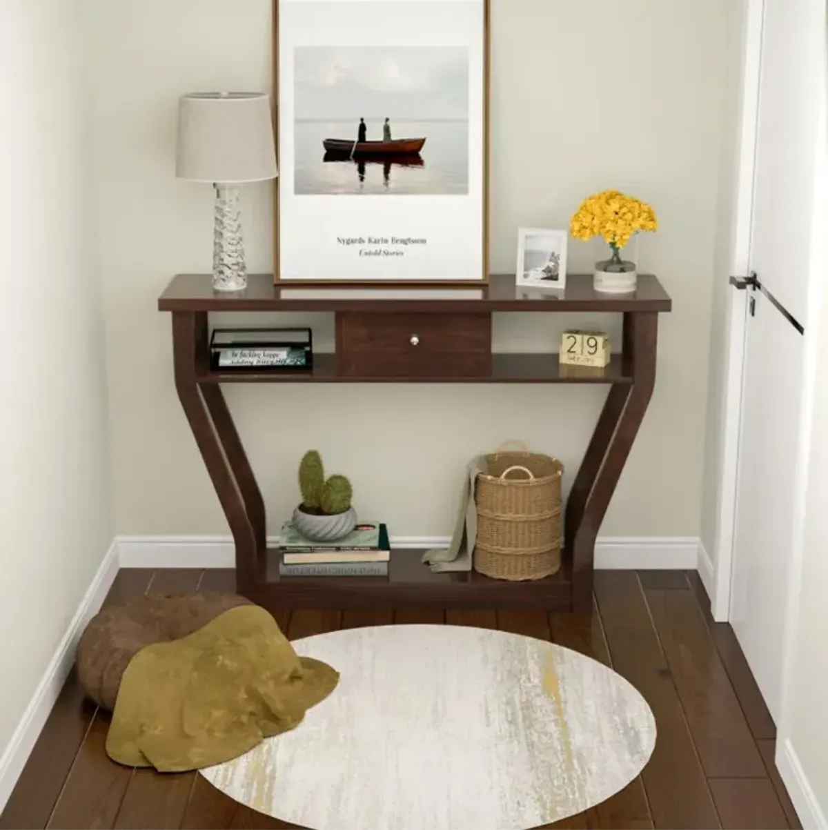 Hivvago Console Hall Table with Storage Drawer and Shelf