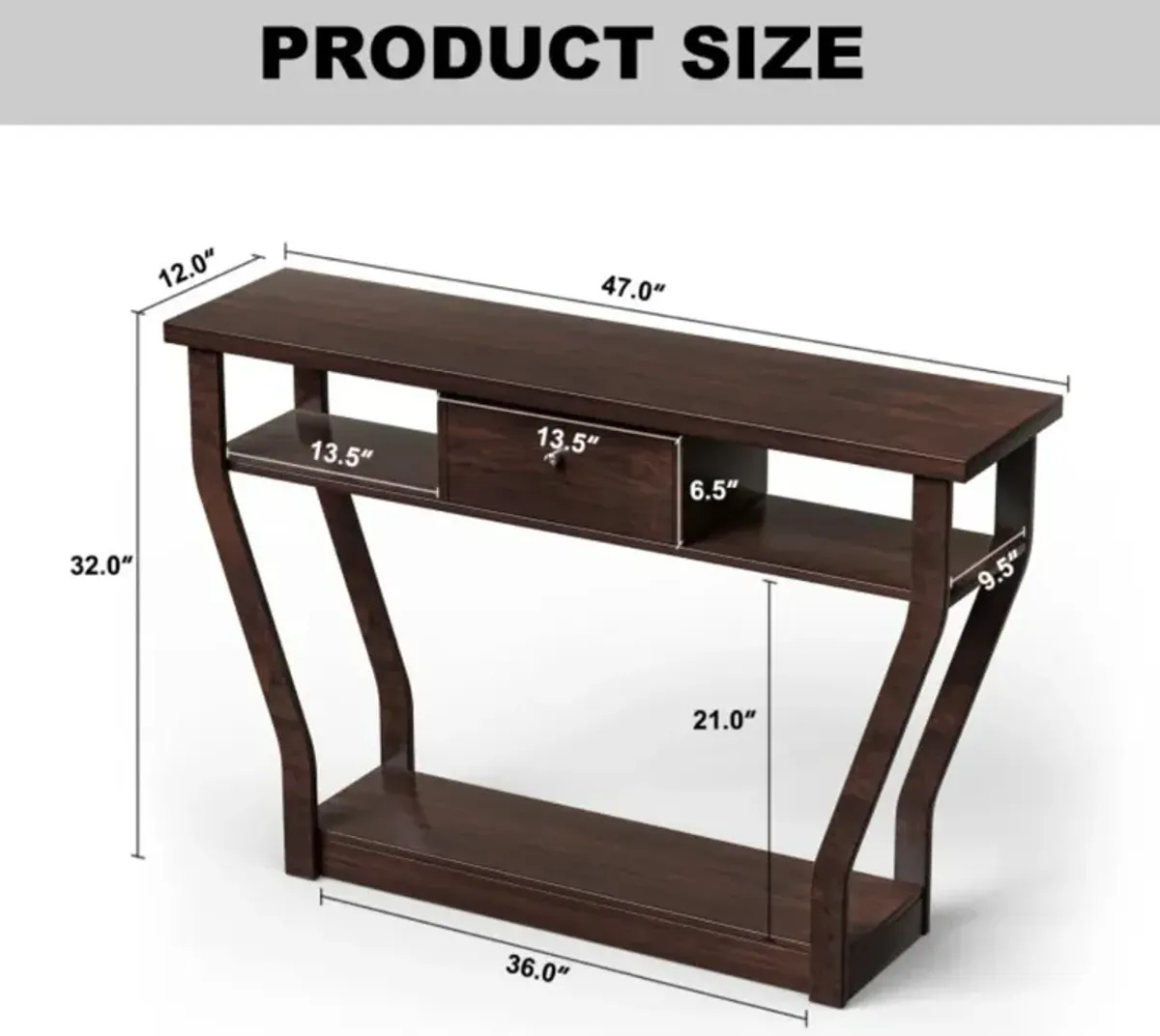 Hivvago Console Hall Table with Storage Drawer and Shelf