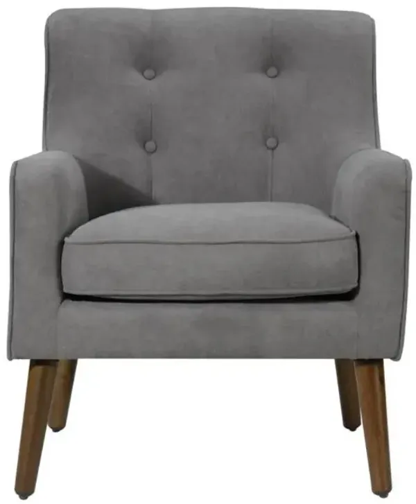 Ryder Mid Century Modern Gray Woven Fabric Tufted Armchair