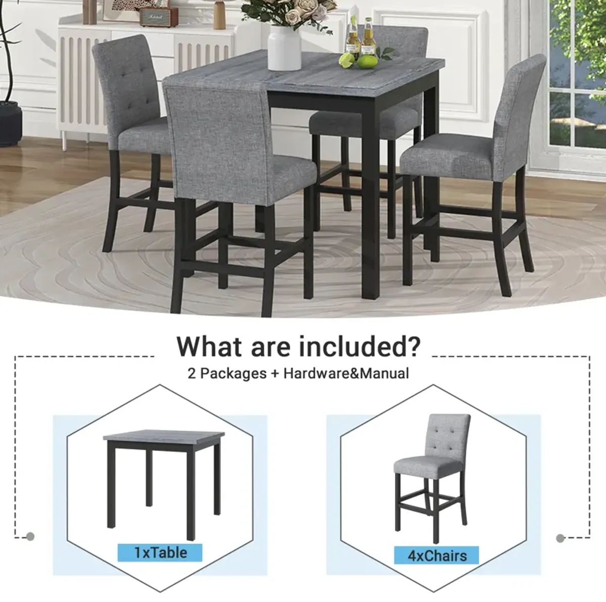 Merax 5-Piece Counter Height Dining Set