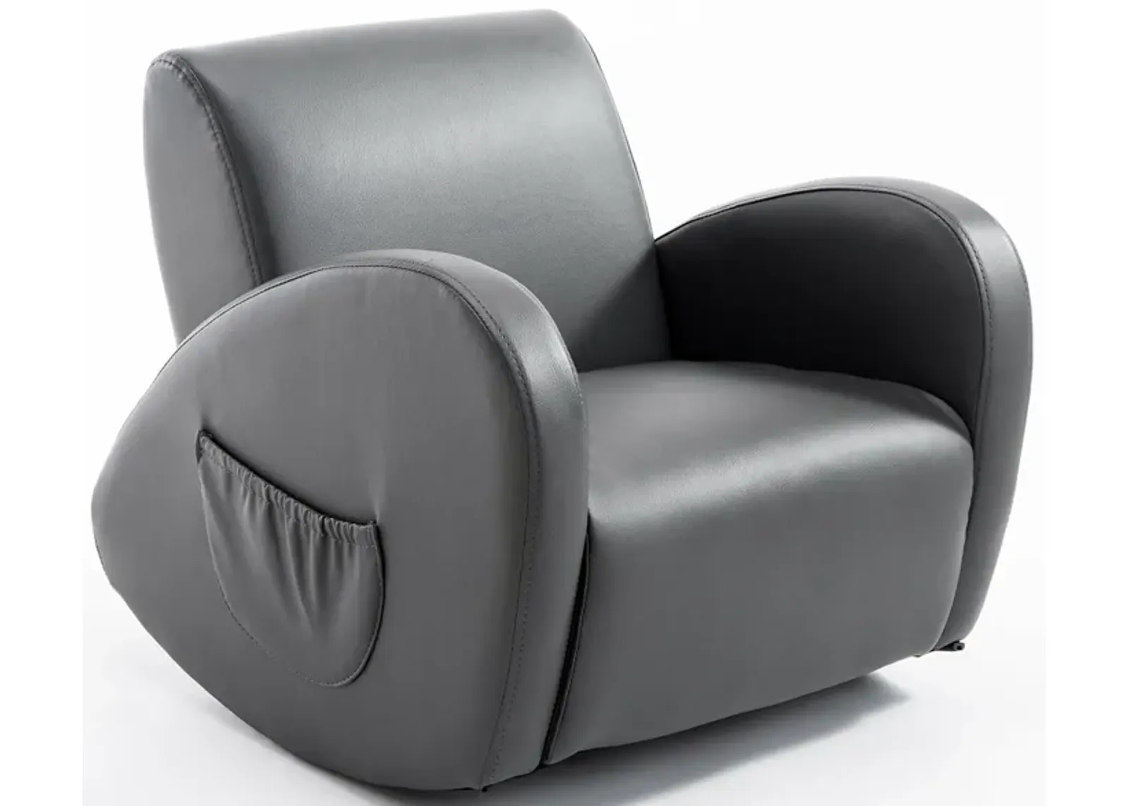 Comfy Kids' Rocker: Grey PU Leather Toddler Chair with Pocket