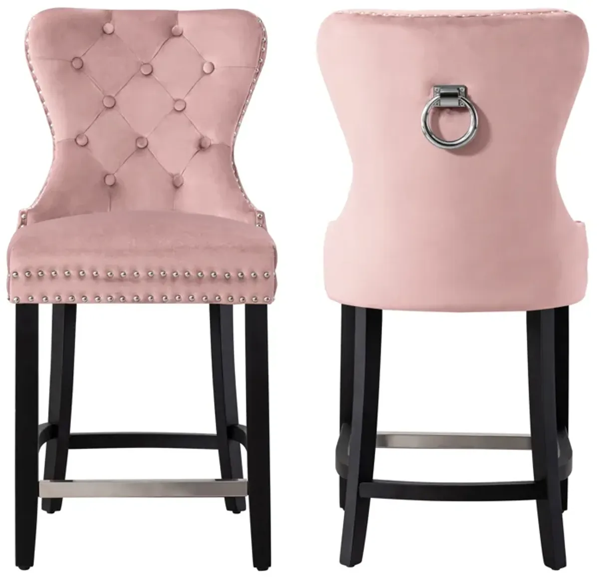 WestinTrends 24" Tufted Velvet Counter Stool (Set of 2)