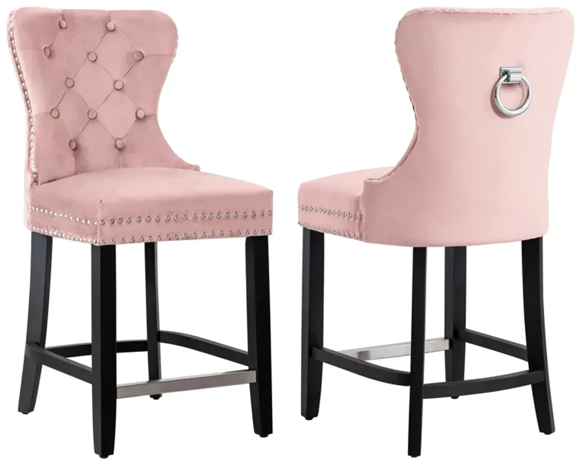 WestinTrends 24" Tufted Velvet Counter Stool (Set of 2)