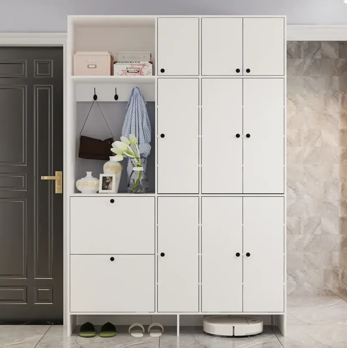 FUFU&GAGA Large Wardrobe Armoires Close with Adjustable Shelves and 3 Hooks, with Shoe Storage